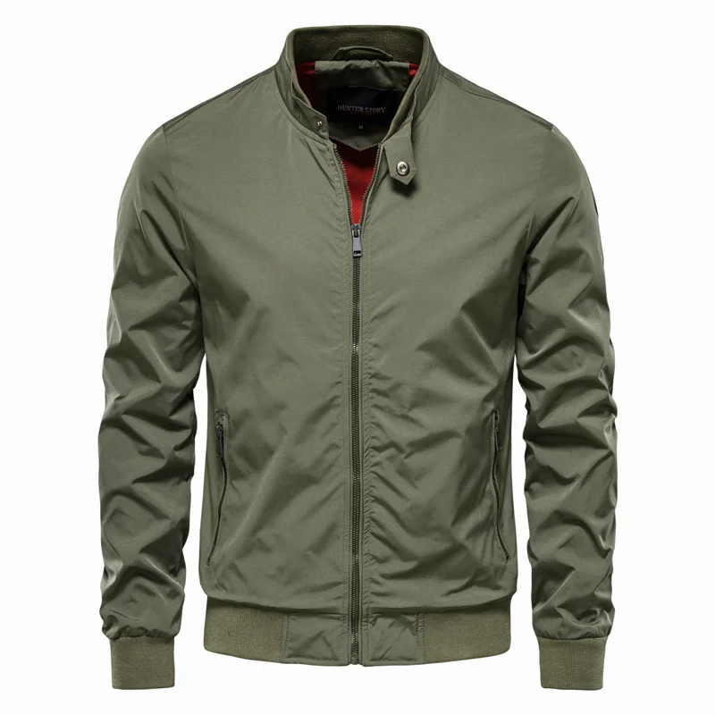 Herenjack Bomberstijl Polyester Zomer Lichtgewicht Gerippelde Kraag Sportief Casual Zwart Groen Blauw Wit | Sulvida