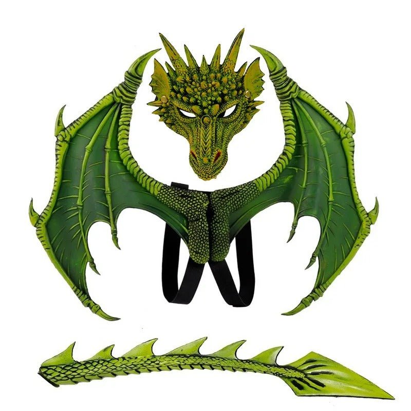 Draken Kostuum Set 3D Vleugels Masker Staart Kinderen 5-14 Jaar Verstelbaar Elastisch Verkleedkleding | Sulvida