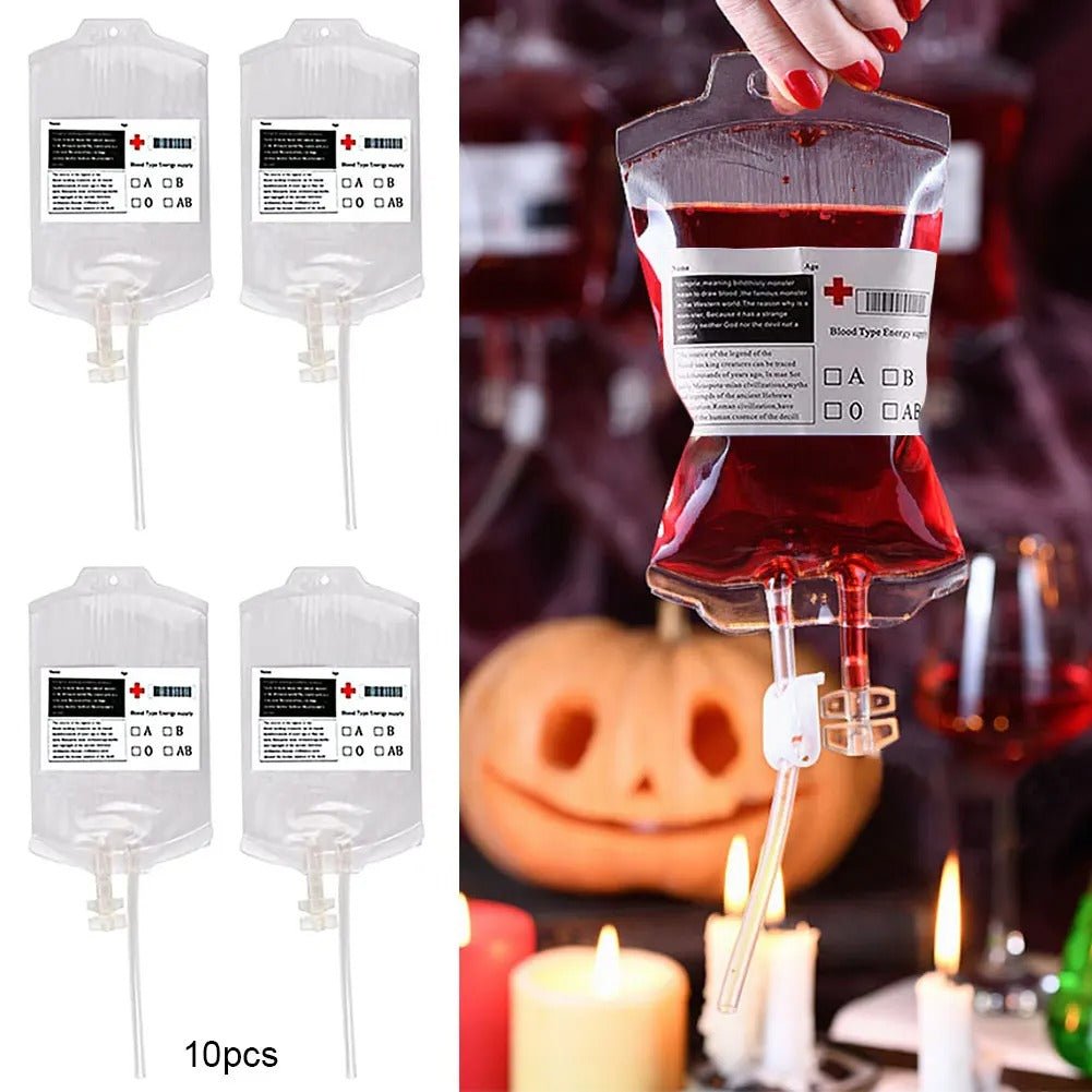 Herbruikbare drinkzakjes in bloedzakdesign voor themafeesten 350ml Halloween griezelparty decoratie accessoire | Sulvida