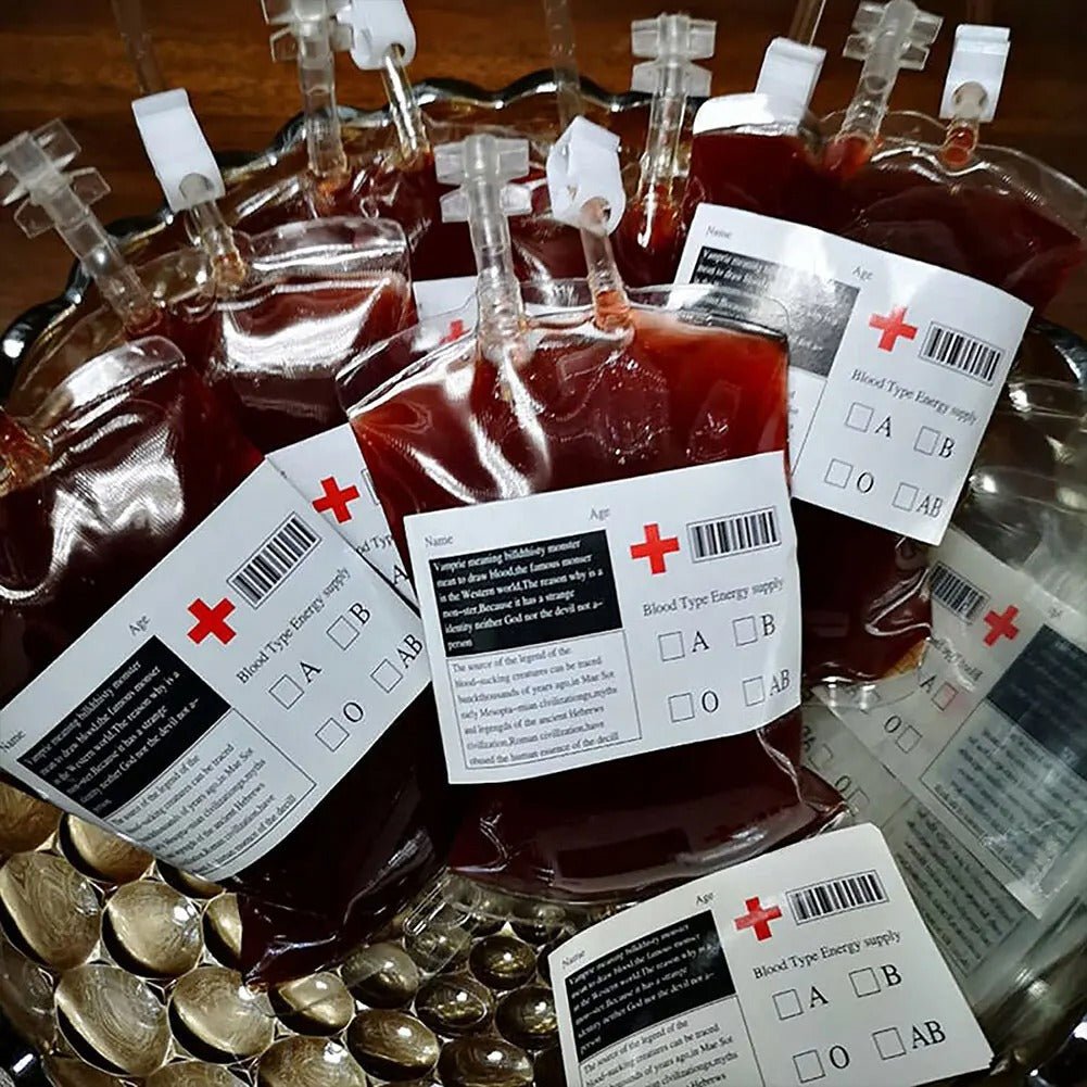 Herbruikbare drinkzakjes in bloedzakdesign voor themafeesten 350ml Halloween griezelparty decoratie accessoire | Sulvida
