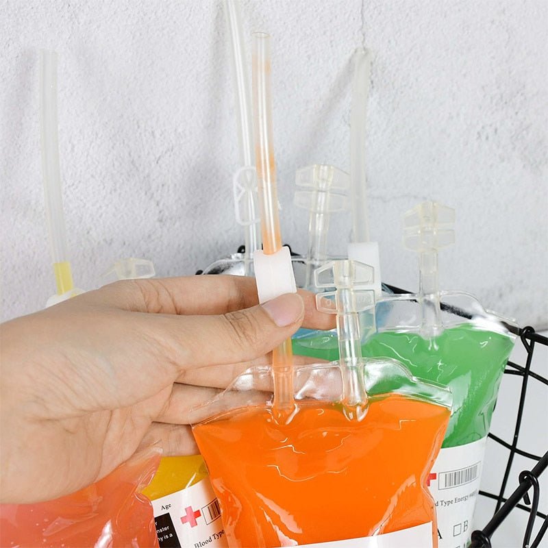 Herbruikbare drinkzakken 400ml transparant met clip voor themafeesten cosplay evenementen en festivals | Sulvida