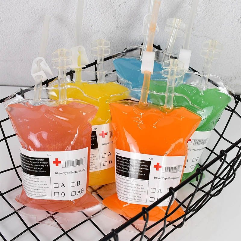 Herbruikbare drinkzakken 400ml transparant met clip voor themafeesten cosplay evenementen en festivals | Sulvida
