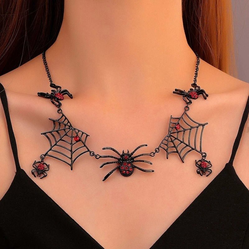 Spinnenhanger Ketting Goth Choker met Strass – Korte Halssieraad Halloween Festival Cosplay Gothic Accessoire | Sulvida