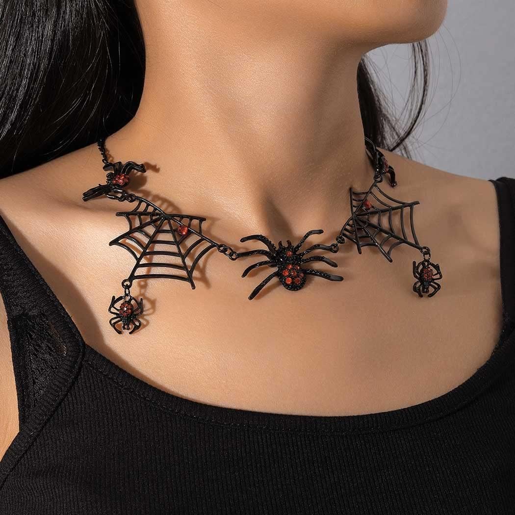 Spinnenhanger Ketting Goth Choker met Strass – Korte Halssieraad Halloween Festival Cosplay Gothic Accessoire | Sulvida