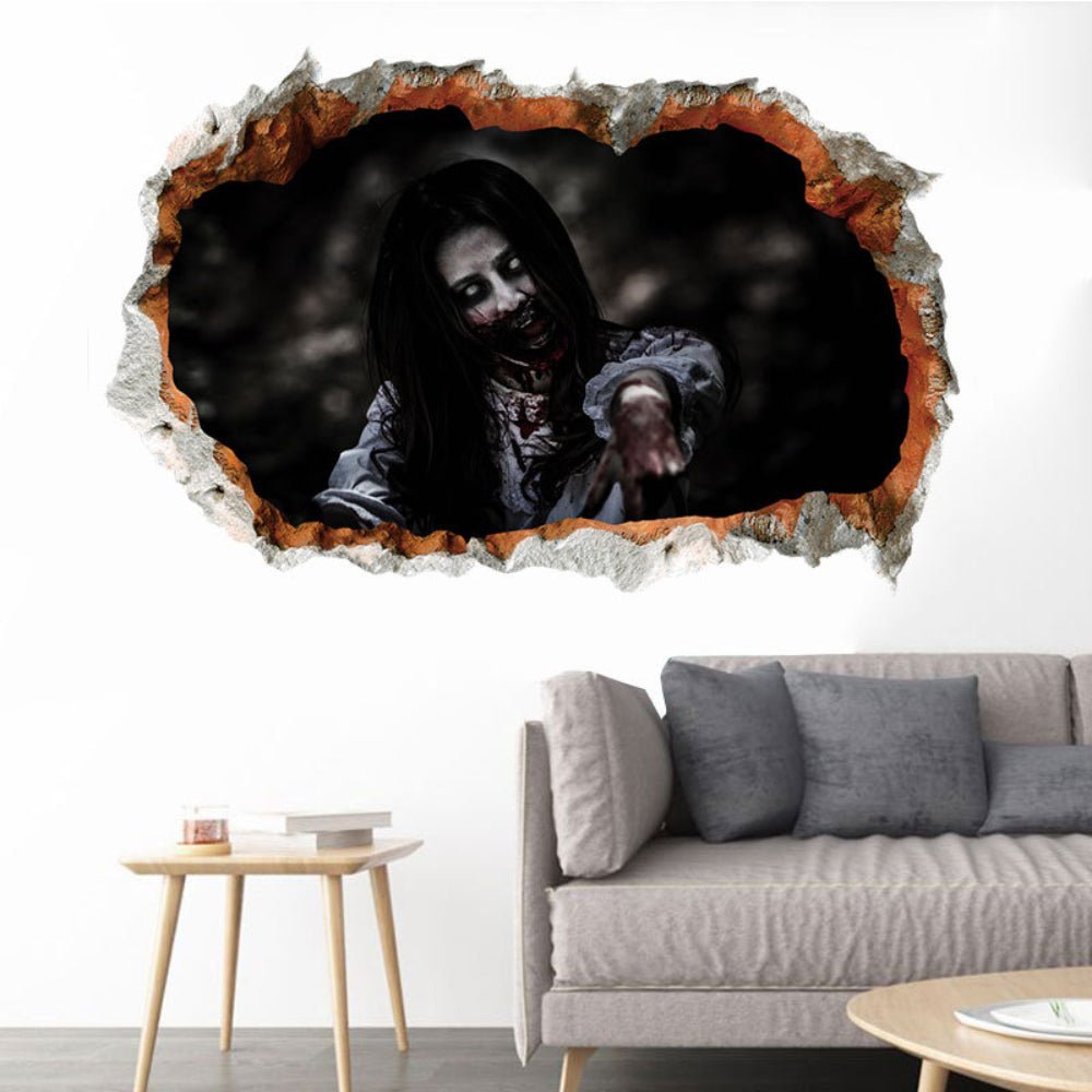 3D Spookstickers Halloween Decoratie Vloer Deur Wand Griezelige Geest Illusie Eng Feest Wanddecoratie | Sulvida