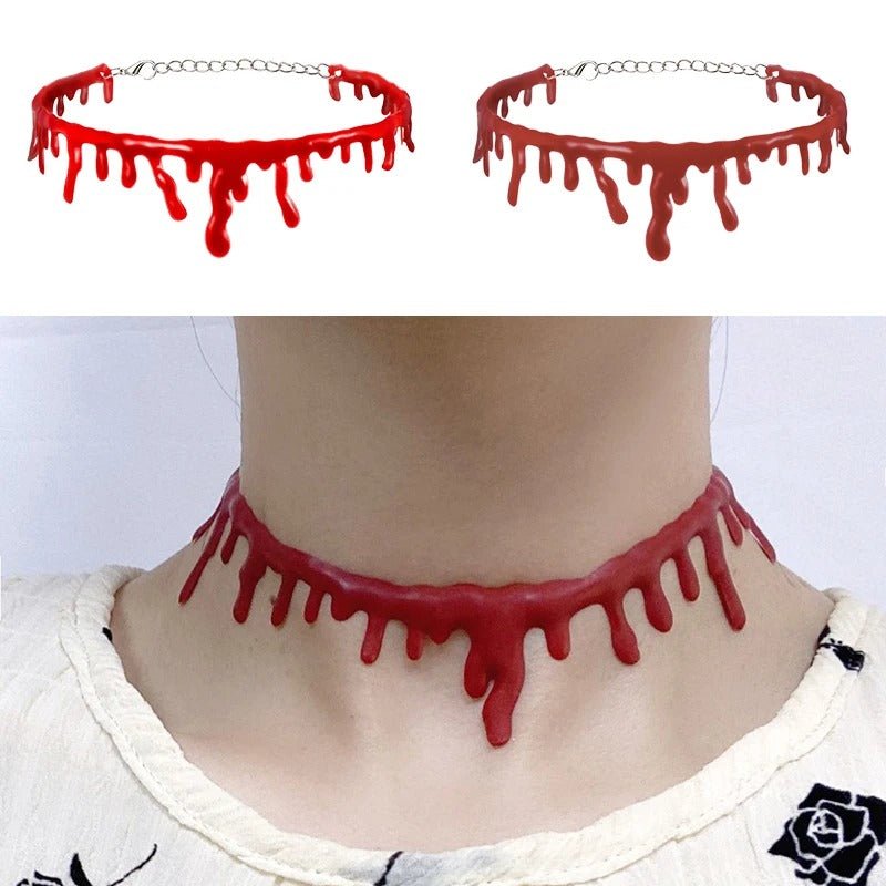 Bloeddruppel Choker Siliconen Vampier Ketting Halloween Horror Kostuum Cosplay Decoratie Gothic Accessoire | Sulvida