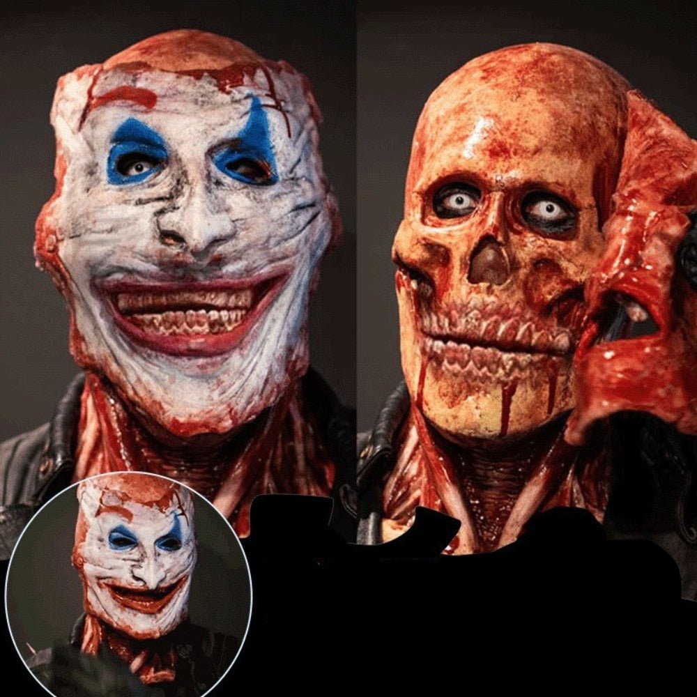 Dubbellaags Horror Masker met Verwisselbaar Clown en Schedel Gezicht voor Volwassenen Halloween Kostuum | Sulvida