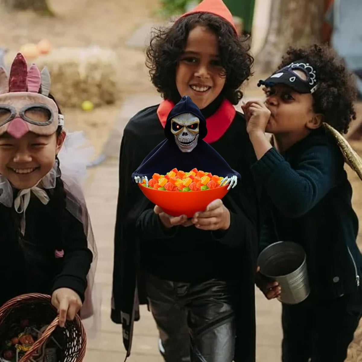 Interactieve Snoepschaal voor Halloween met Geluid en Licht Griezel Decoratie Feestversiering Pompoen Party | Sulvida