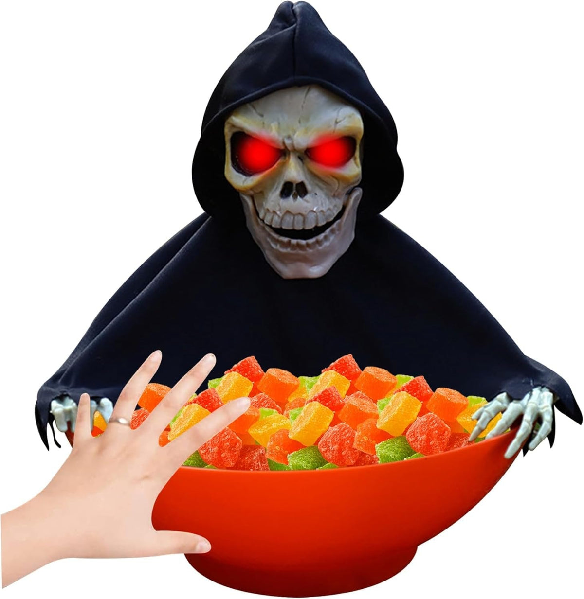 Interactieve Snoepschaal voor Halloween met Geluid en Licht Griezel Decoratie Feestversiering Pompoen Party | Sulvida