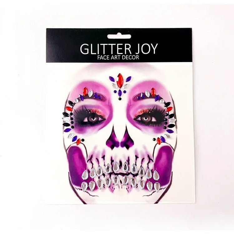 Gezichtsjuwelen Acryl Strass voor Halloween – Zelfklevende Edelsteentjes Gezicht Complete Set Party Make-up | Sulvida