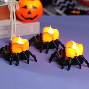 LED Spinnenlicht Halloween Decoratie Vlamloze Kaars Oranje Gloed Sfeerverlichting Feest Horror Binnen Buiten | Sulvida