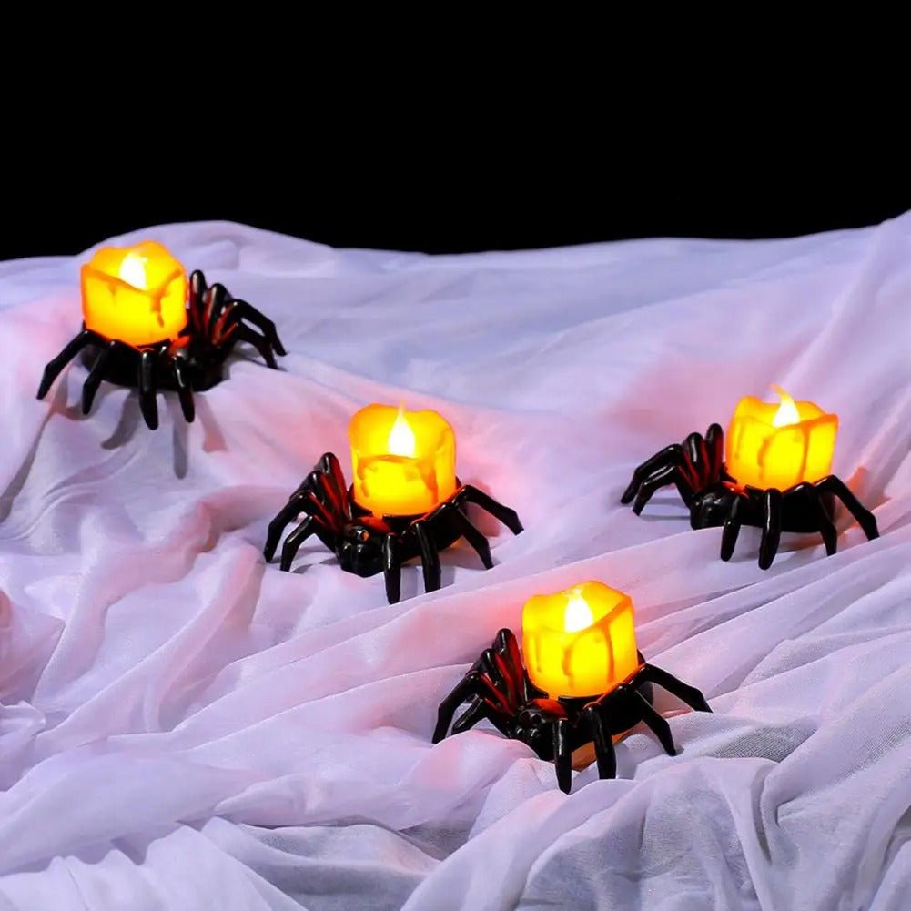 LED Spinnenlicht Halloween Decoratie Vlamloze Kaars Oranje Gloed Sfeerverlichting Feest Horror Binnen Buiten | Sulvida