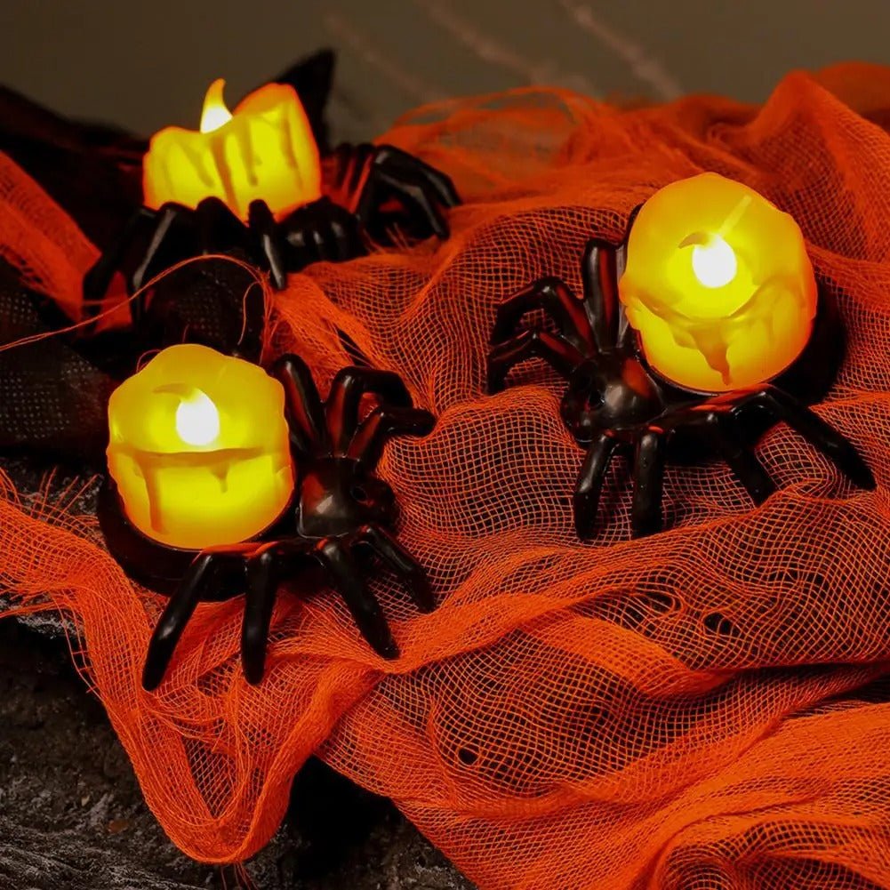 LED Spinnenlicht Halloween Decoratie Vlamloze Kaars Oranje Gloed Sfeerverlichting Feest Horror Binnen Buiten | Sulvida