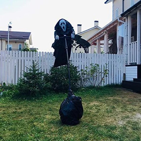 Griezelige Spokenvogelverschrikker voor Halloween Tuin met Bewegende Gewaden Schedel en Lichtgevende Ogen | Sulvida