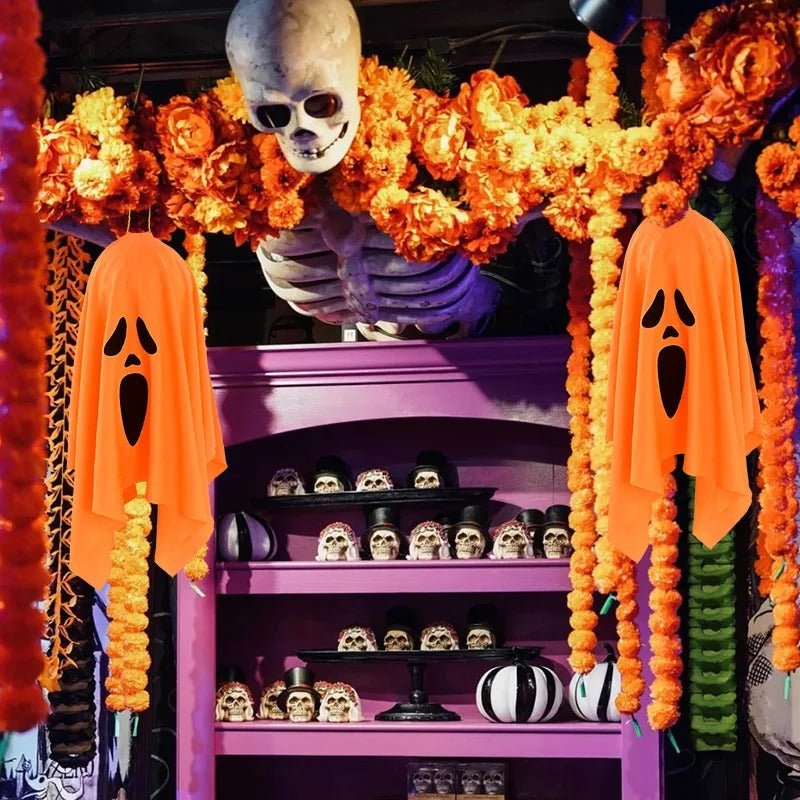 Spookwindzak met LED-verlichting - Hangend decoratiespook voor buiten en binnen - Halloween decoratie | Sulvida
