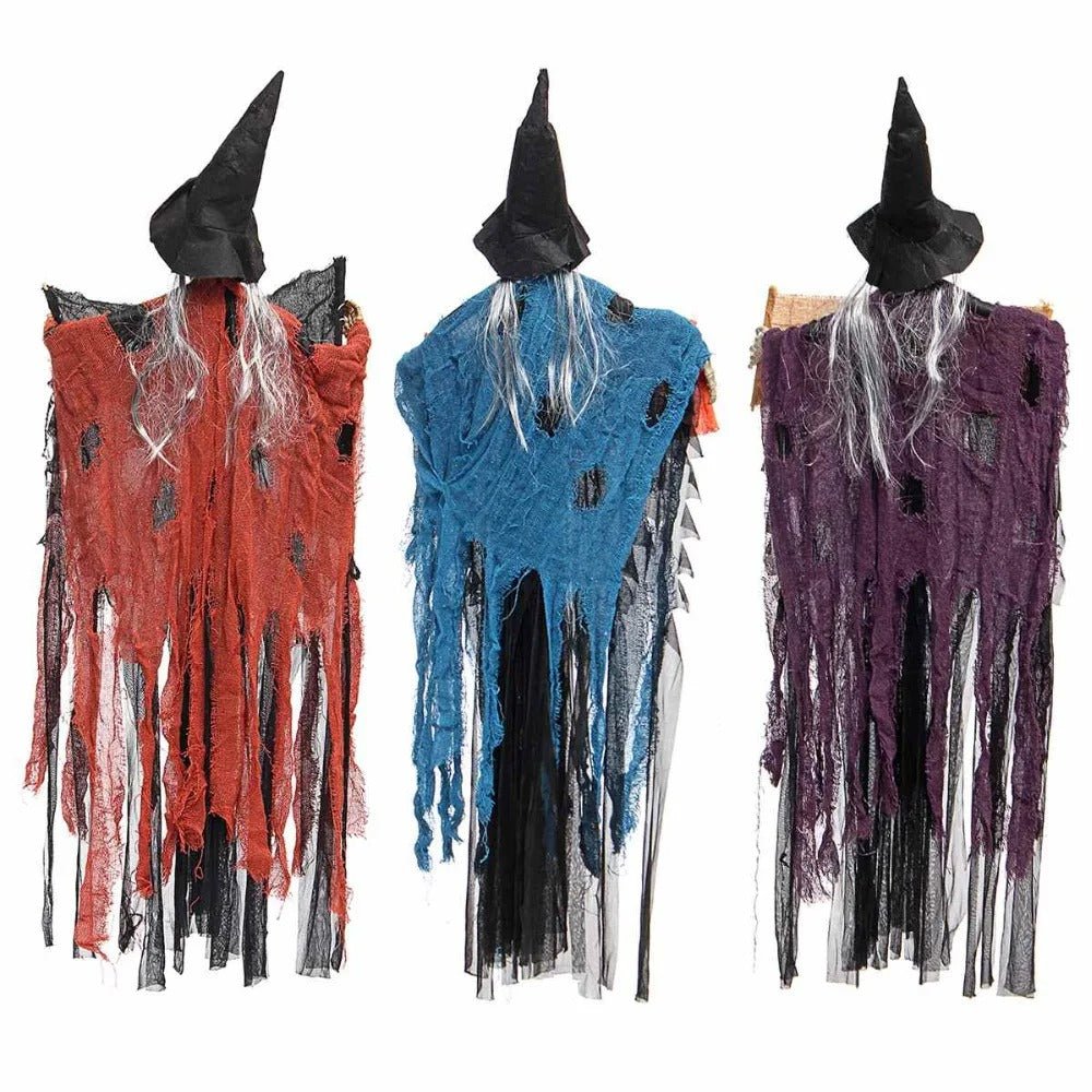 Hangende Spookfiguur met LED-ogen en Bewegingssensor Halloweendecoratie Griezelig 100cm Horror Party | Sulvida