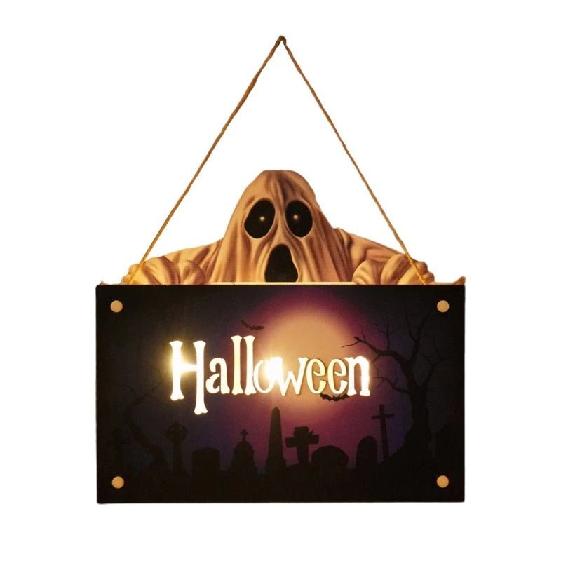 Houten Deurhanger met Halloween-motieven – Feestelijke Decoratie voor Buiten Binnen Deur Wanddecoratie | Sulvida