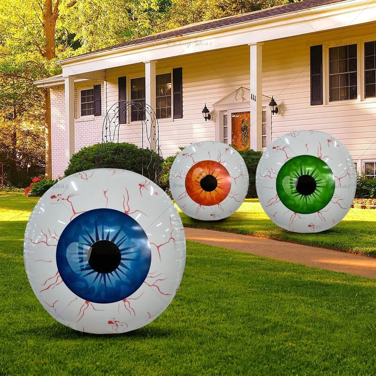 Opblaasbare oogballen decoratie set 6 stuks Halloween feestversiering griezelig themafeest horror party binnen buiten | Sulvida