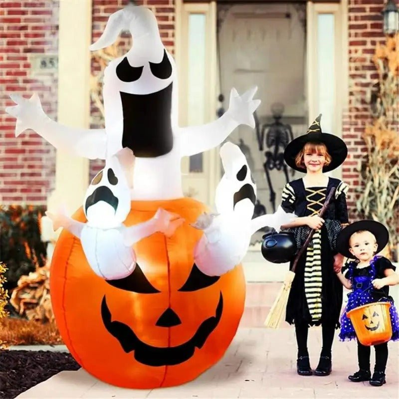 Opblaasbare Halloween Decoratie Spook met Pompoen – Feestelijke Tuindecoratie met LED Verlichting voor Buiten | Sulvida