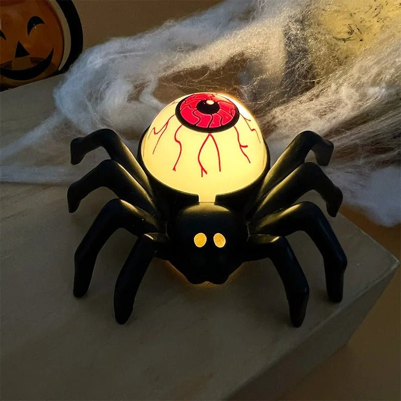 Griezelige Spinlamp met LED-Kaars en Schedel Halloween Tafellamp Spinnenkop Decoratie Sfeervol Licht | Sulvida