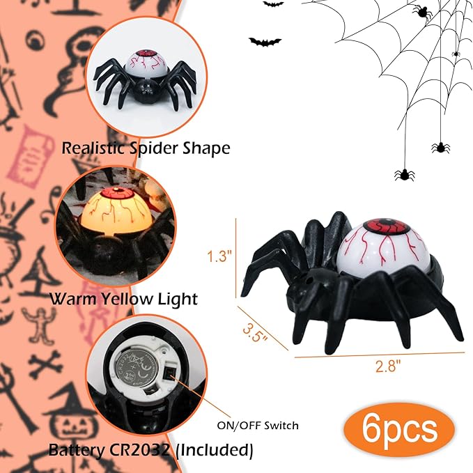 Griezelige Spinlamp met LED-Kaars en Schedel Halloween Tafellamp Spinnenkop Decoratie Sfeervol Licht | Sulvida