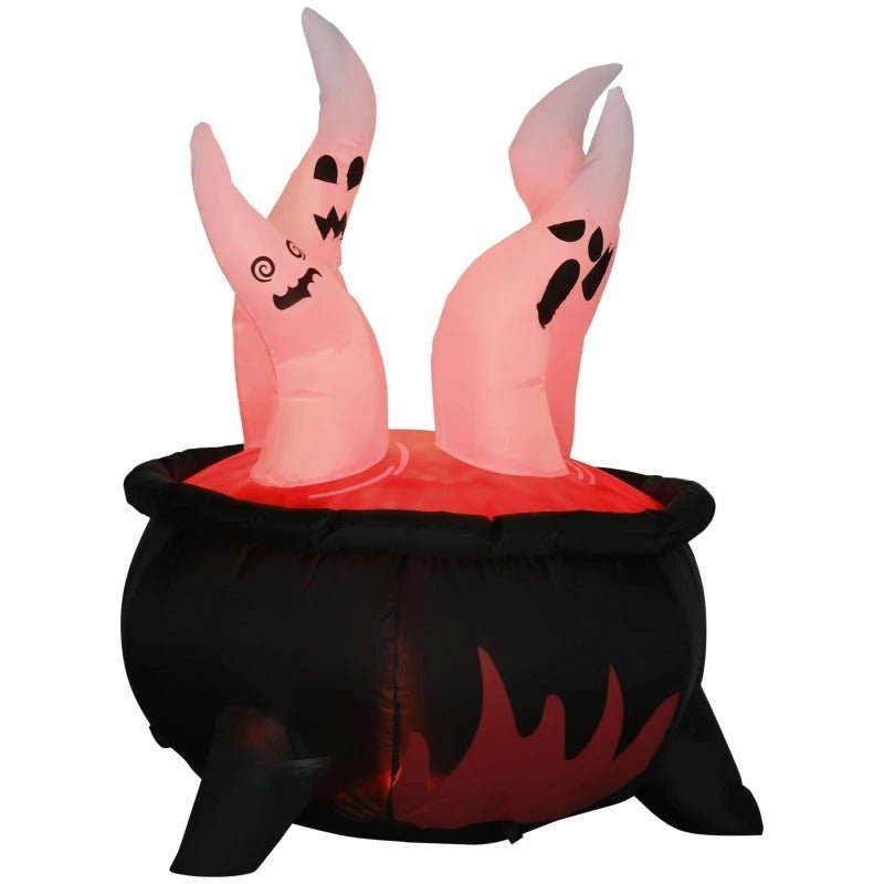 Opblaasbare Ketel met Spookjes en LED-verlichting Halloween Decoratie voor Tuin Feest Party Buiten Sfeer | Sulvida