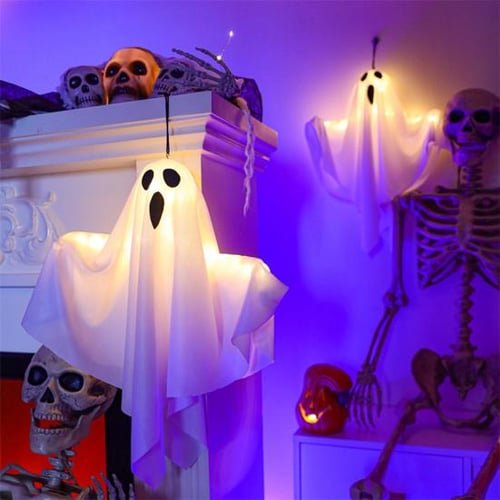 Zwevend Spookfiguur met LED Verlichting Binnen Decoratie Halloween Sfeerverlichting Ophangbaar Griezelig | Sulvida