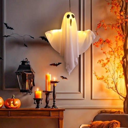 Zwevend Spookfiguur met LED Verlichting Binnen Decoratie Halloween Sfeerverlichting Ophangbaar Griezelig | Sulvida