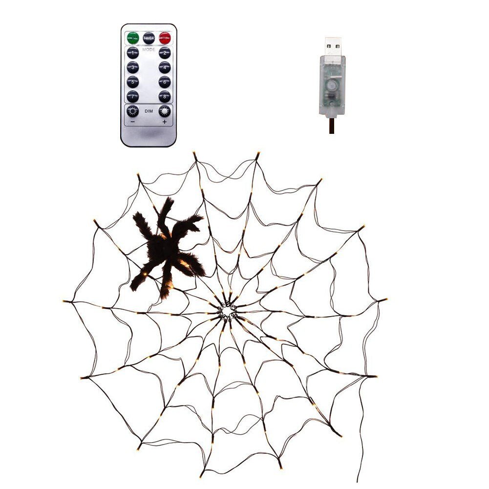 LED Spinnenweb Verlichting met Afstandsbediening Waterdicht voor Buiten en Binnen Halloween Feestdecoratie | Sulvida