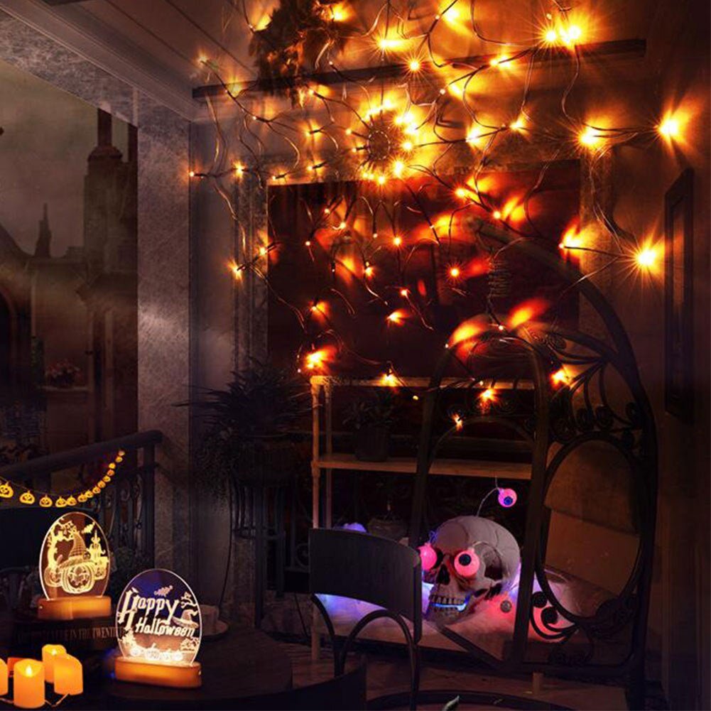 LED Spinnenweb Verlichting met Afstandsbediening Waterdicht voor Buiten en Binnen Halloween Feestdecoratie | Sulvida