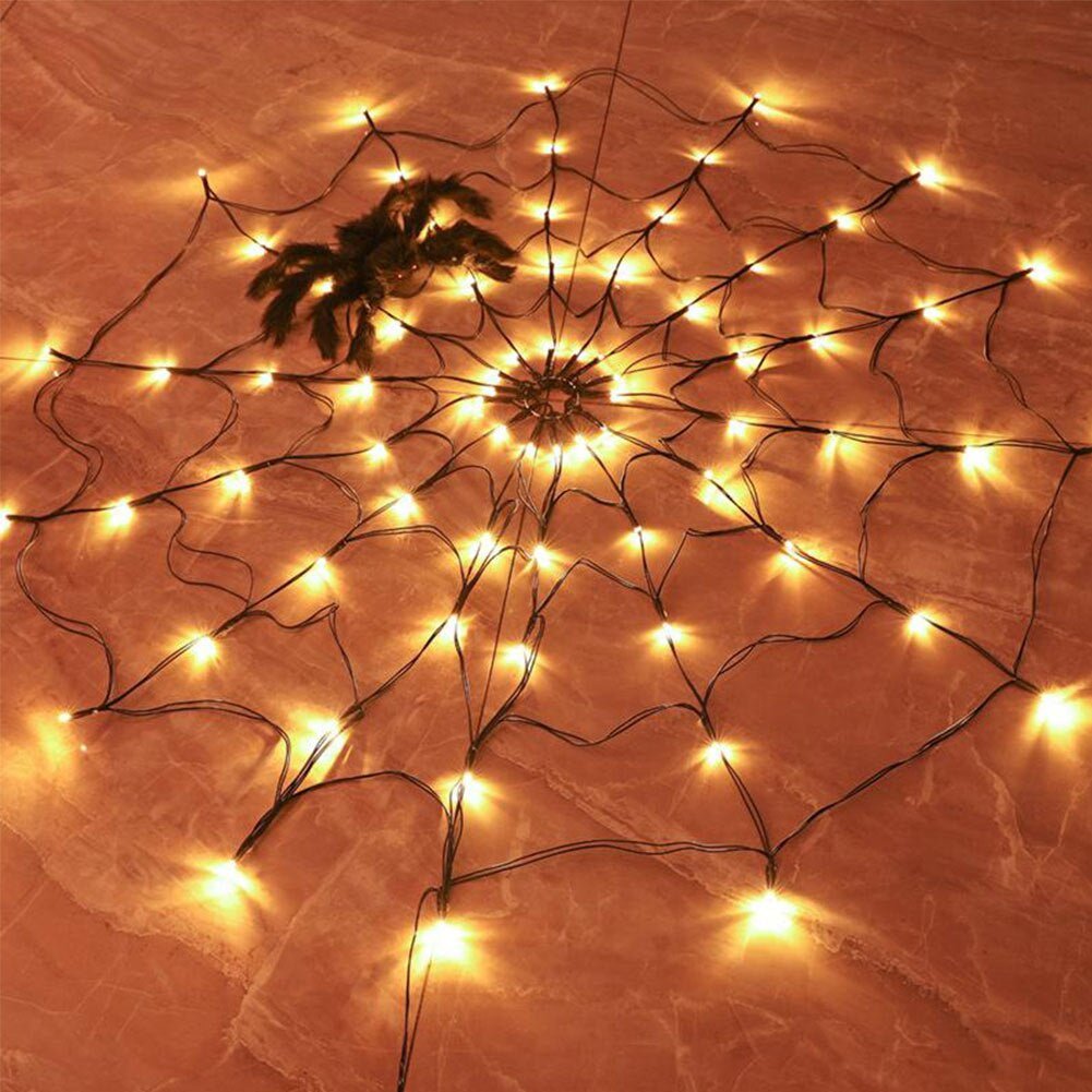 LED Spinnenweb Verlichting met Afstandsbediening Waterdicht voor Buiten en Binnen Halloween Feestdecoratie | Sulvida
