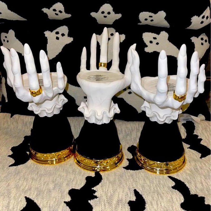 Heksenhand Kandelaar Gothische Decoratie Halloween Tafelstuk Griezelige Sfeer voor Avond Feest Mystieke Stijl | Sulvida