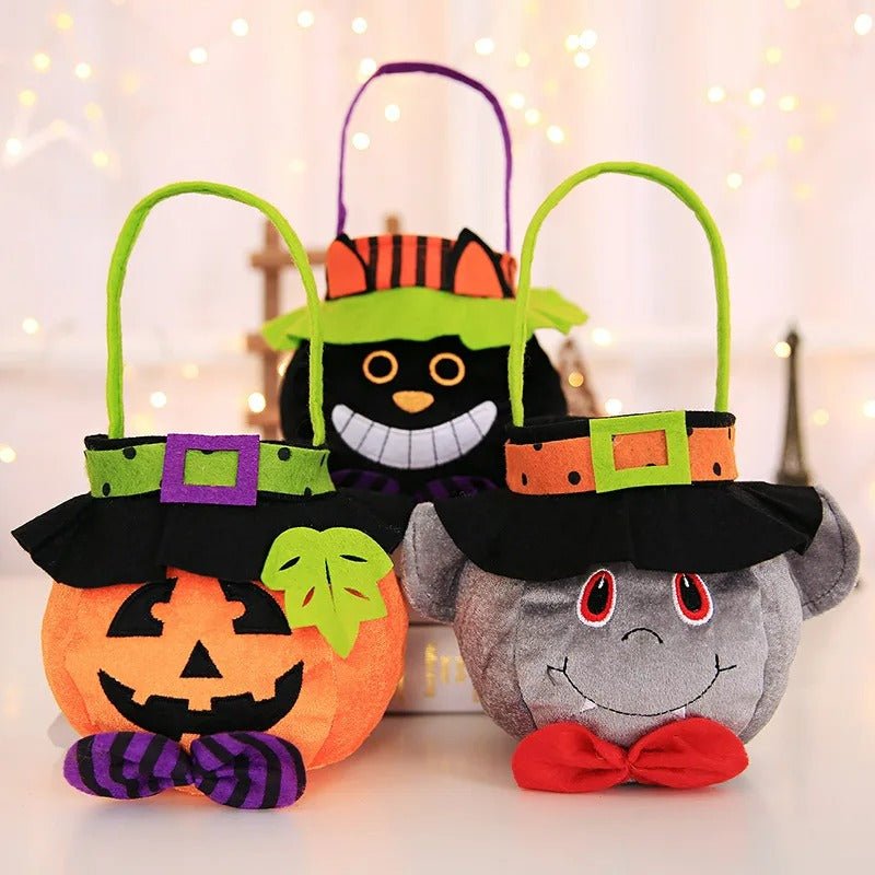 Opvouwbare Snoepzak Halloween met Handvatten Stoffen Treattas Pompoen Heks Vampier Spookjes Feesttas Trick or Treat | Sulvida