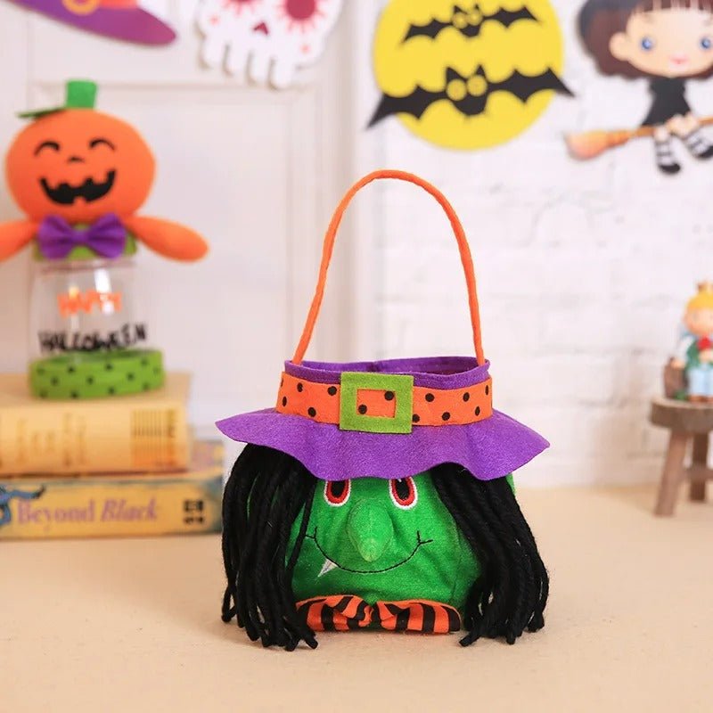 Opvouwbare Snoepzak Halloween met Handvatten Stoffen Treattas Pompoen Heks Vampier Spookjes Feesttas Trick or Treat | Sulvida