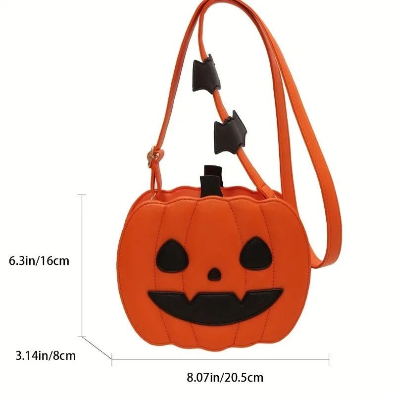 Pompoenvormige Schoudertas met Verstelbare Riem en Ritssluiting Halloween-Accessoire PU-Leer Feestelijke Mode | Sulvida