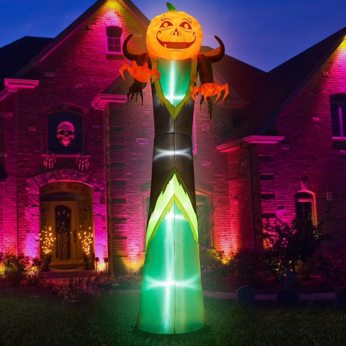 Opblaasbare Pompoen Tuindecoratie 370cm LED Verlicht Halloween Figuur voor Tuin Gazon Feest Decoratie | Sulvida