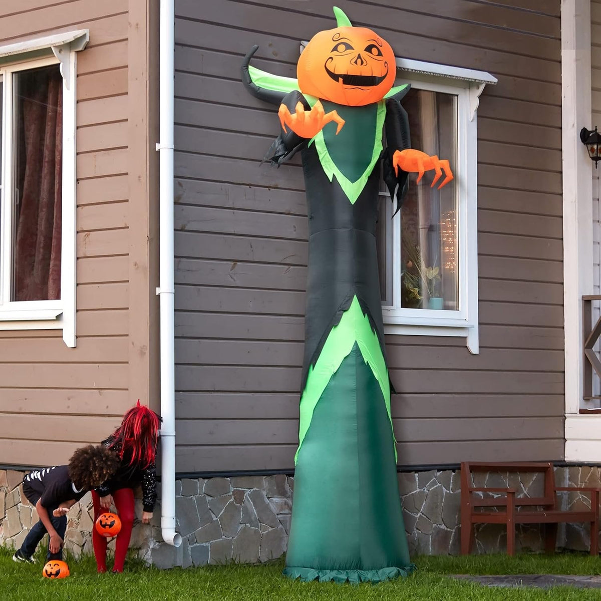 Opblaasbare Pompoen Tuindecoratie 370cm LED Verlicht Halloween Figuur voor Tuin Gazon Feest Decoratie | Sulvida