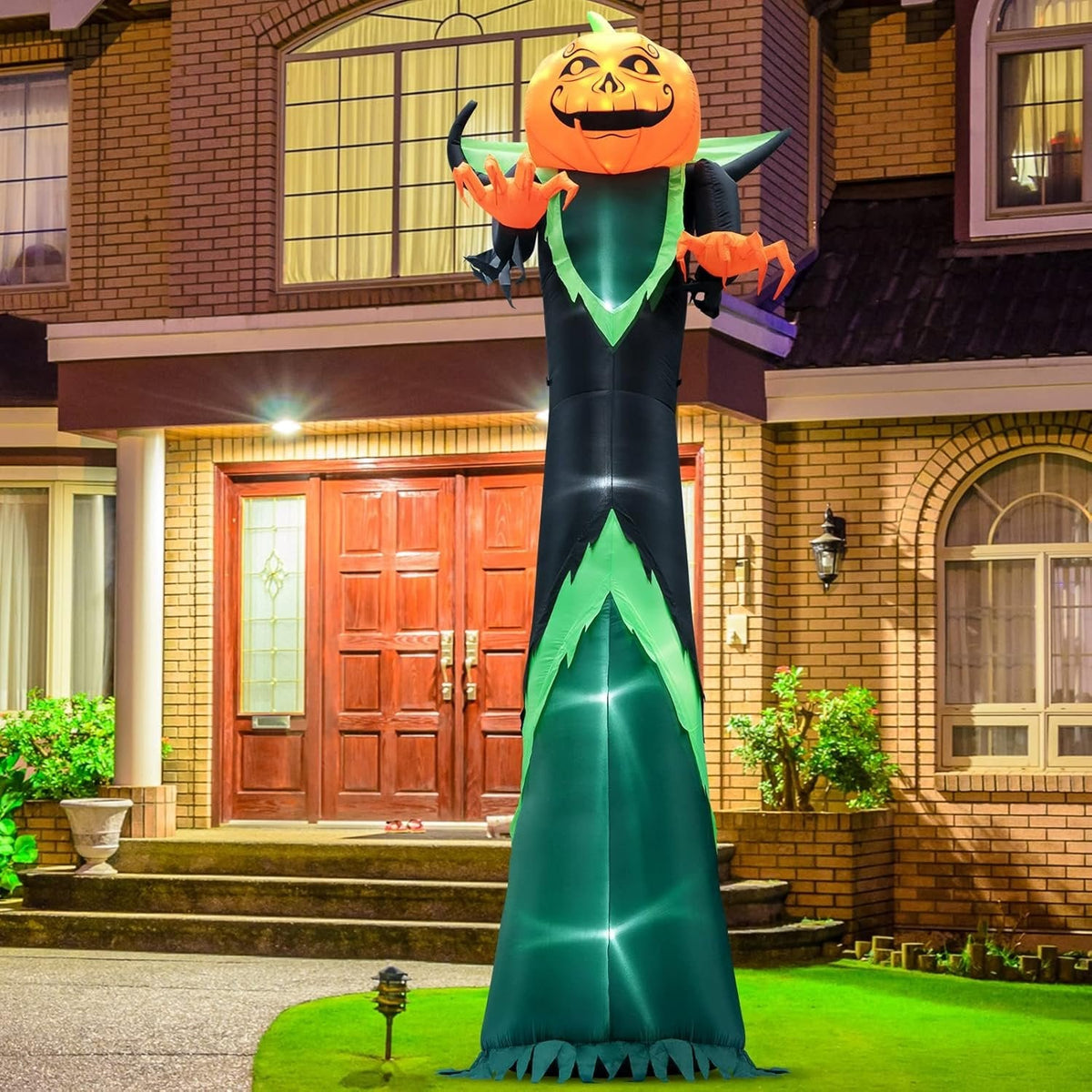 Opblaasbare Pompoen Tuindecoratie 370cm LED Verlicht Halloween Figuur voor Tuin Gazon Feest Decoratie | Sulvida