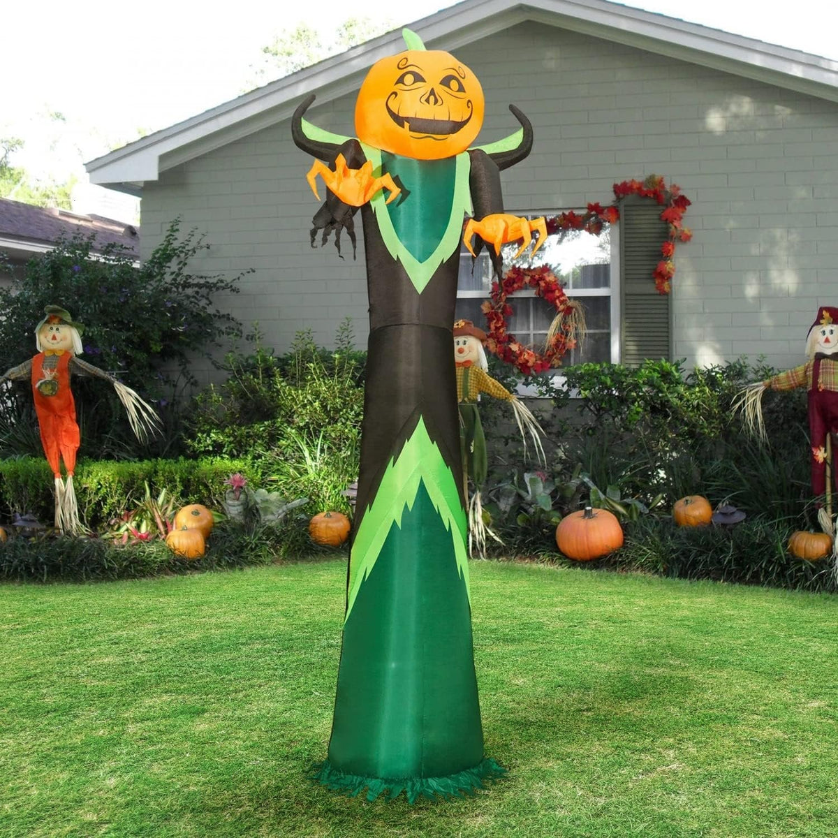 Opblaasbare Pompoen Tuindecoratie 370cm LED Verlicht Halloween Figuur voor Tuin Gazon Feest Decoratie | Sulvida