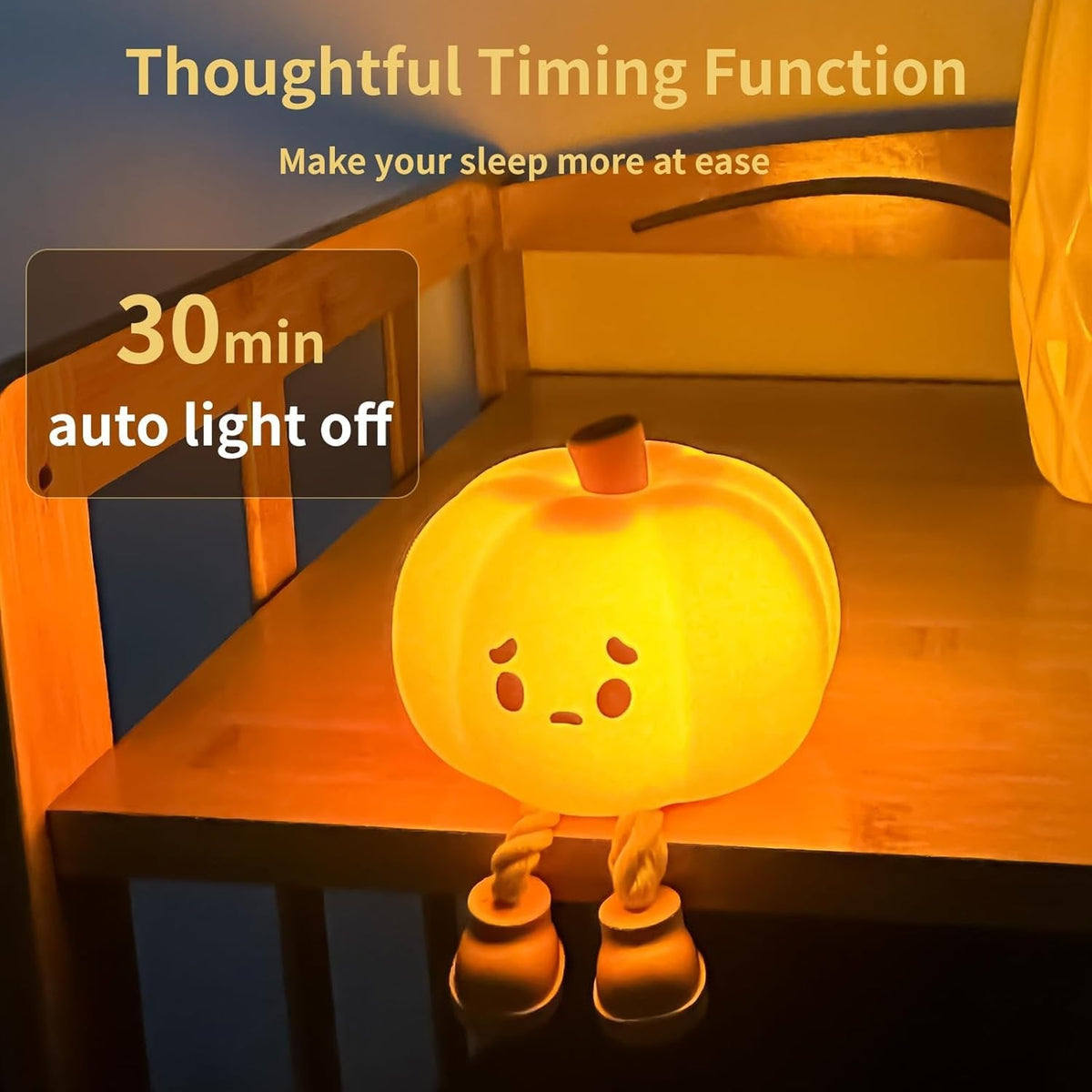 Pompoen Nachtlampje Siliconen Sfeerlicht Dimbaar met Touch Functie Oplaadbaar USB Kinderkamer Decoratie Lamp | Sulvida