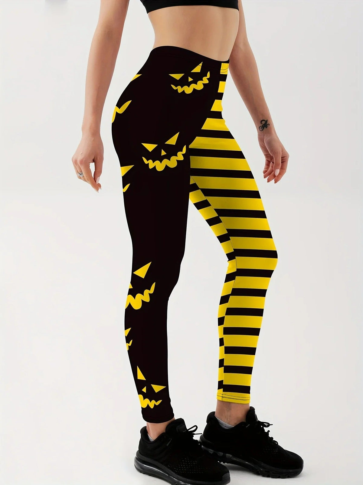 Sportlegging met Pompoenenprint Dames – Hoge Taille Stretchlegging Yoga Fitness Casual Training Sport | Sulvida