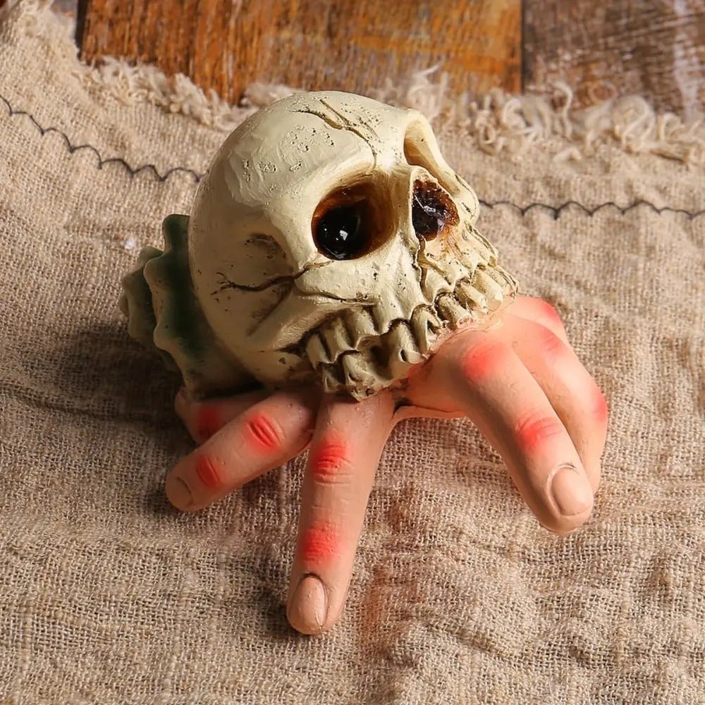 Schedel Hand Decoratie Resin Tuinornament Halloween Griezelige Skelethand Weerbestendig Gothic Decoratief | Sulvida