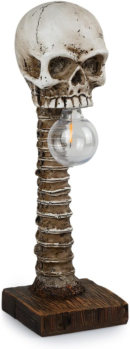Schedel Skelet Tafellamp Hars Gotisch Sculptuur Verlichting Halloween Decoratief Sfeerlicht Interieur | Sulvida