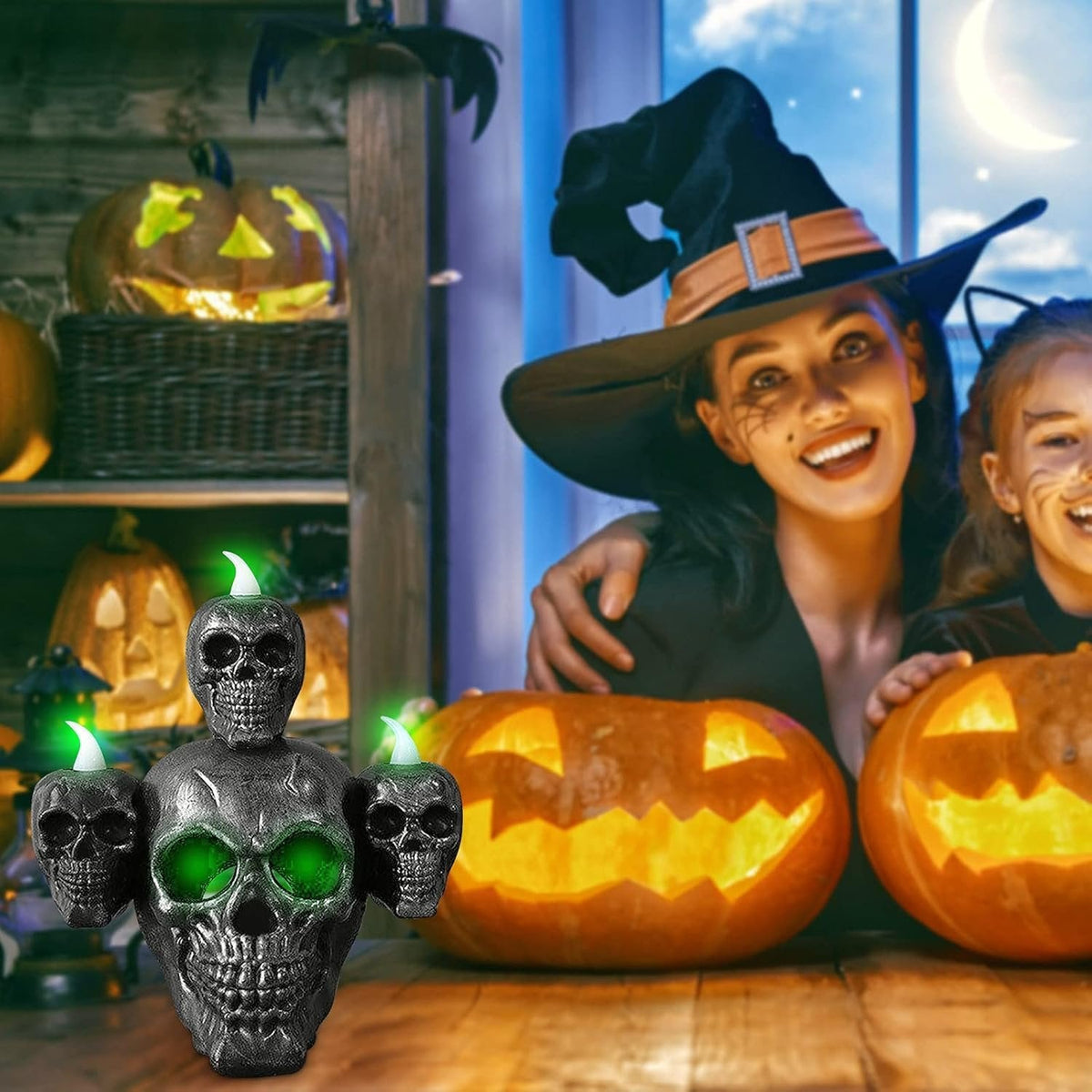 LED Schedellamp Halloween Decoratie – Sfeervolle Vlamloze Verlichting voor Feestdecoratie en Themafeesten | Sulvida