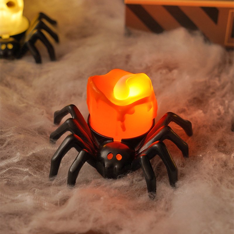 LED Spinnenlicht op Batterij Zwarte Kandelaar Decoratie Sfeerverlichting Halloween Griezelig Tafelornament | Sulvida