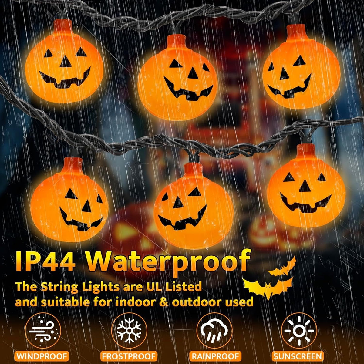 LED Pompoenslinger met 10 of 20 Lichtjes Binnen Buiten Decoratie Feestverlichting Herfst Halloween Sfeer | Sulvida