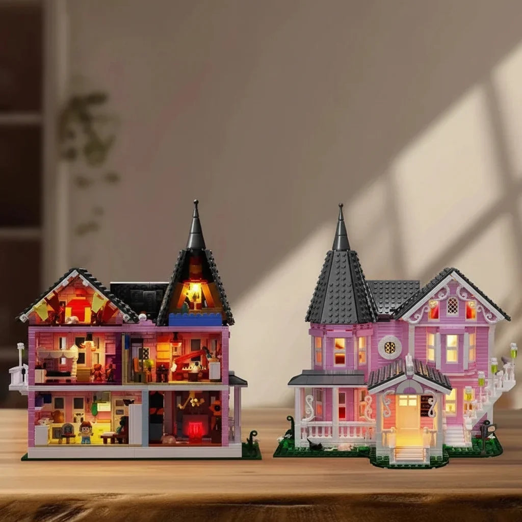Beleuchtetes Halloween-Bauset mit 1349 Teilen, Spukhaus-Bausatz mit LED-Dekoration, Bausteine für Kinder und Erwachsene | Sulvida
