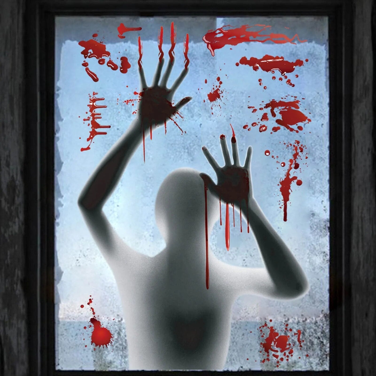 Griezelige Wandstickers Bloedige Handafdrukken voor Ramen Horror Decoratie 96x43cm Halloween Spookhuis Sfeer | Sulvida