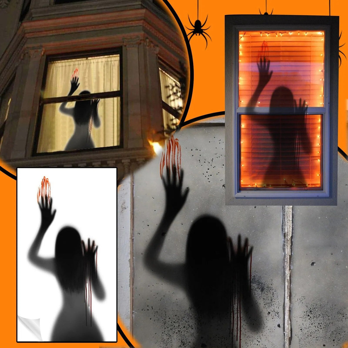 Griezelige Wandstickers Bloedige Handafdrukken voor Ramen Horror Decoratie 96x43cm Halloween Spookhuis Sfeer | Sulvida