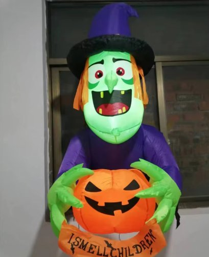 Opblaasbare Heks Raamdecoratie met LED-verlichting Halloween Decoratie Feestartikelen voor Binnen en Buiten | Sulvida
